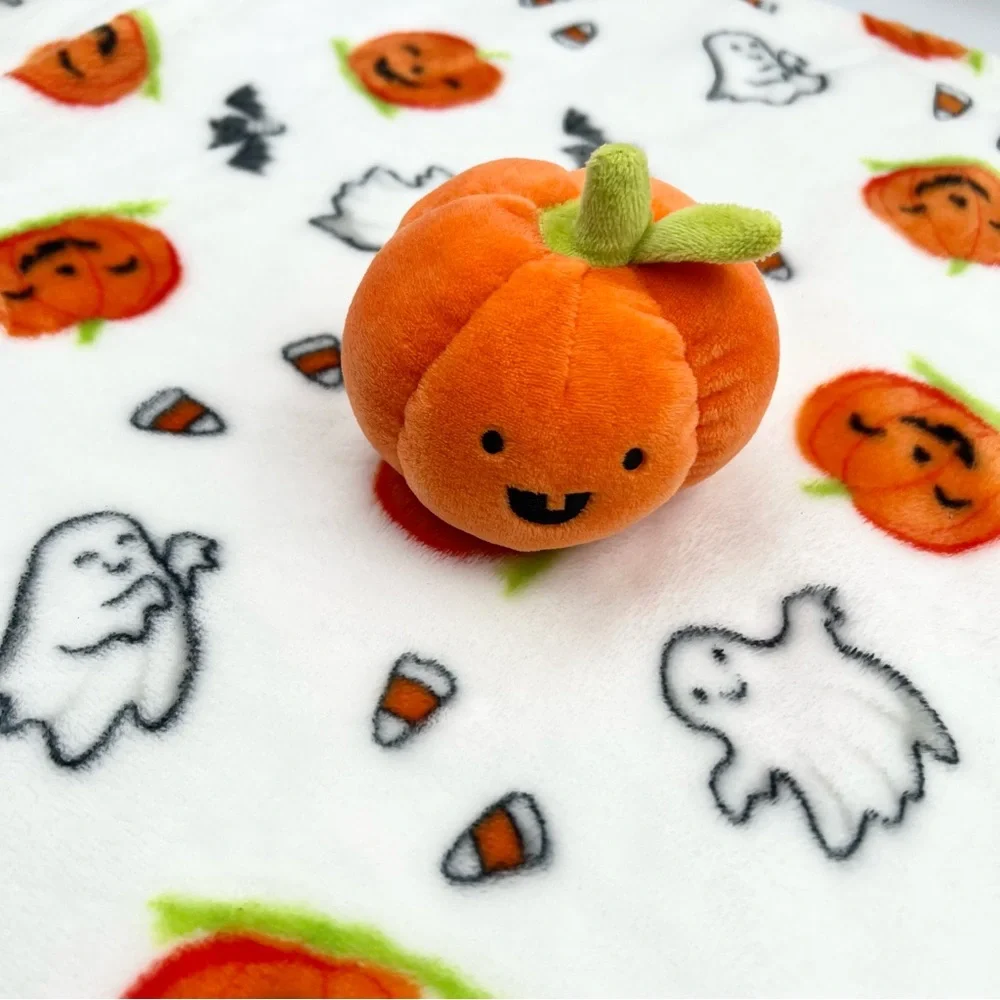Little Me Pumpkin Halloween Lovey Security Blanket Bats Ghosts Candy Corn Plush - Picture 1 of 5